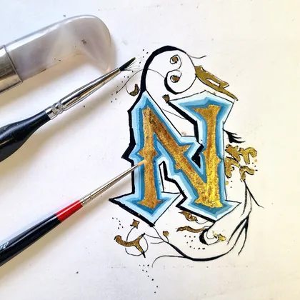 Illuminated Medieval Manuscript Letter Gilding Workshop